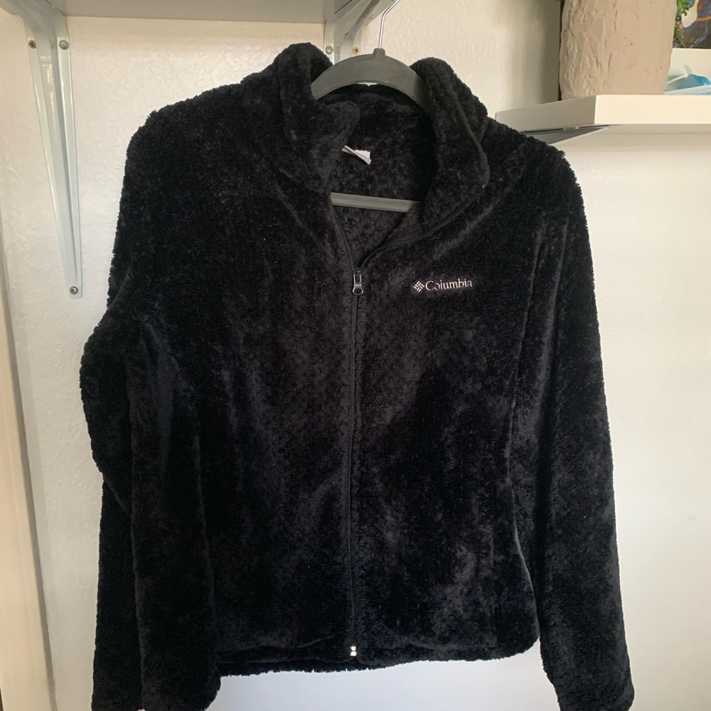 Fuzzy black Columbia sweater